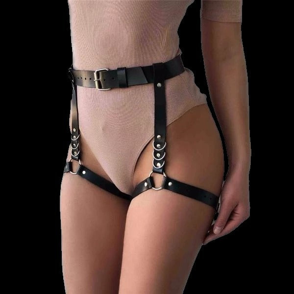 Vegan Leather Garter Belt Waist Ring Harness