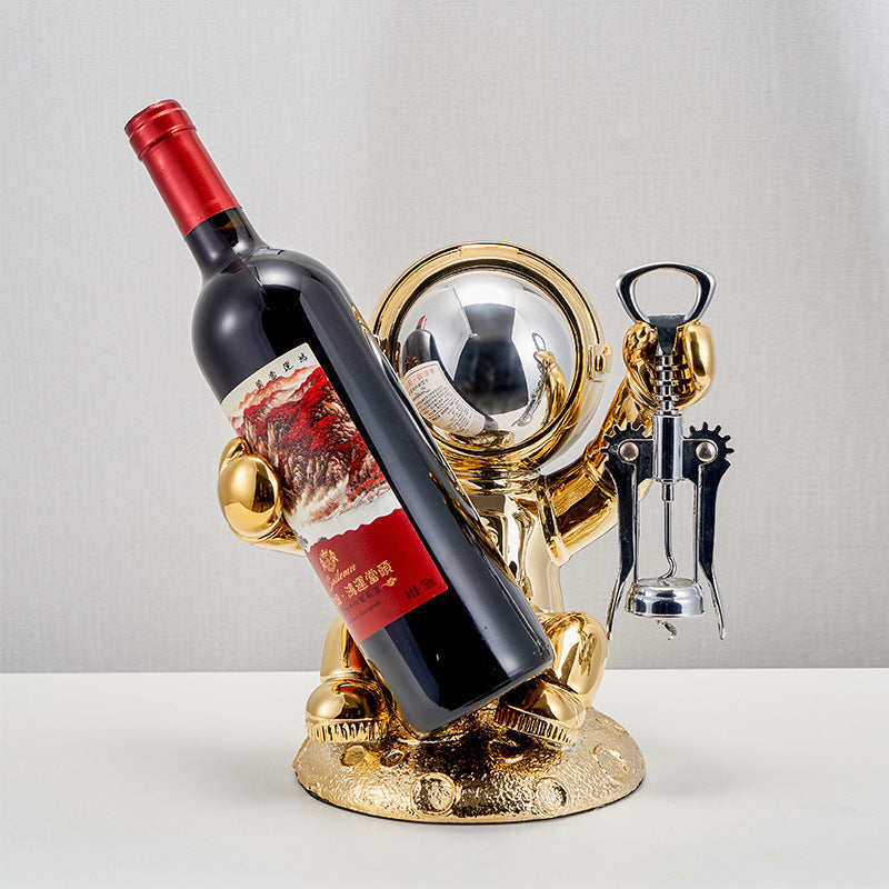 Astronaut or Astrobunny Wine Bottle Holder | Gold or Silver Finish