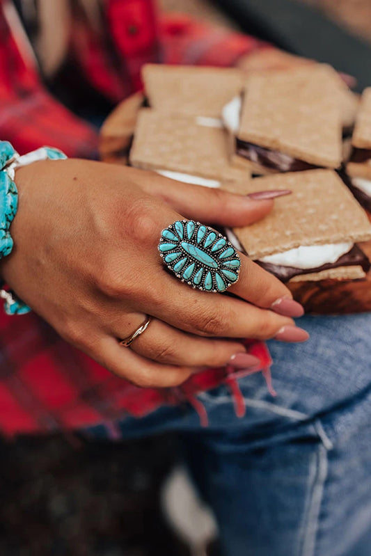 Green Vintage Style Oval Turquoise Ring