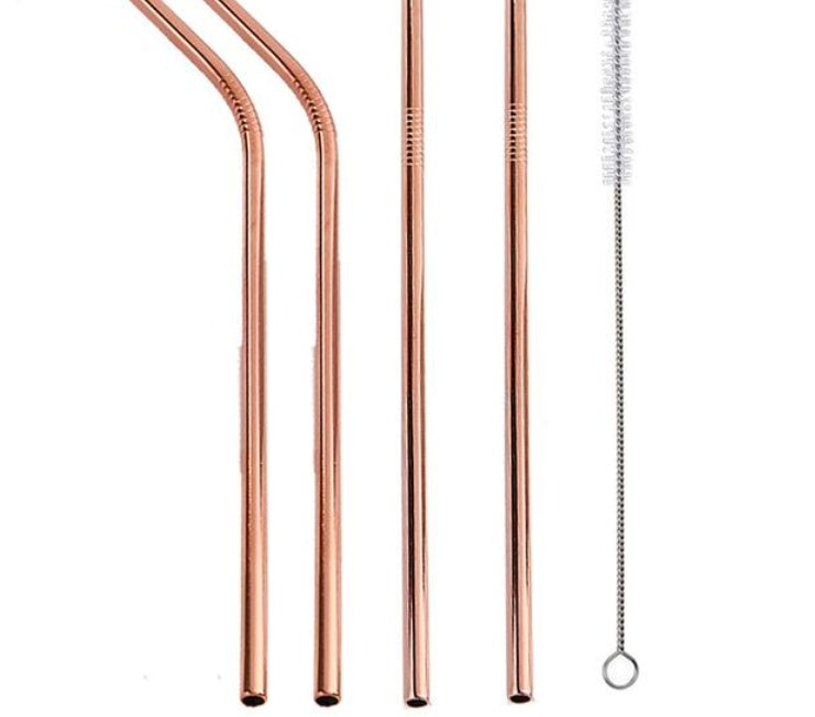 4 Pieces Reusable Stainless Steel Straws  - Straight or Bent | 5 Colour Options