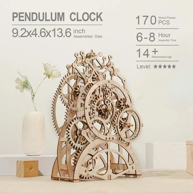 ROKR Skeleton Pendulum Clock 3D Wooden Puzzle - Diy Assembly Kit Gift