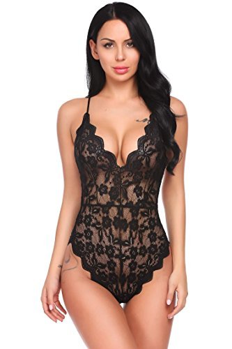 Floral Patterned Lace Teddy Bodysuit Lingerie | 9 Colour Options