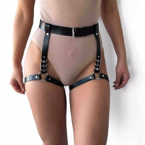 Vegan Leather Garter Belt Waist Ring Harness