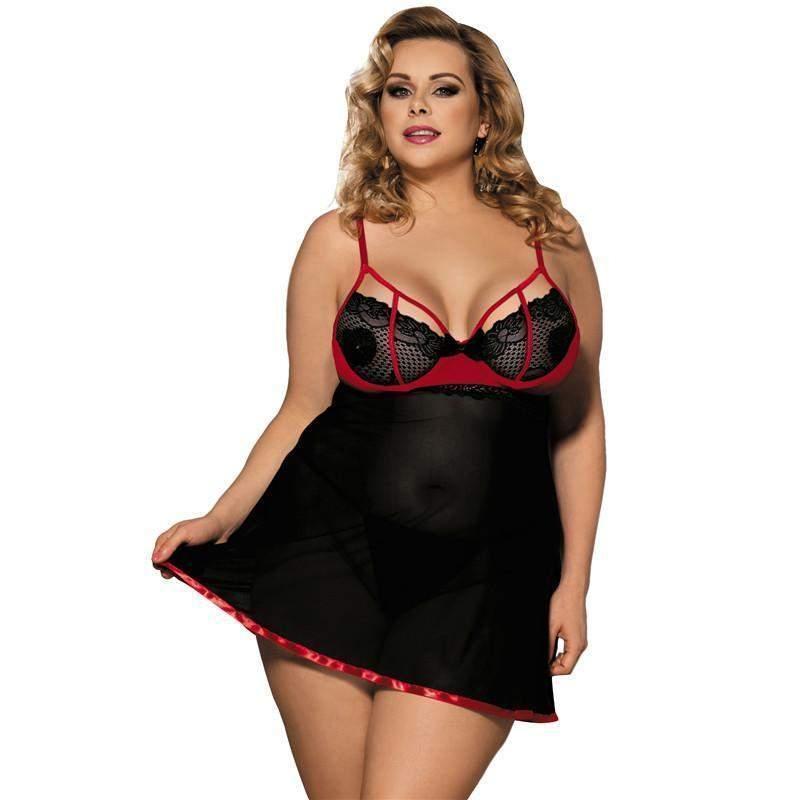 Red and Black See Through Babydoll Lingerie | Sizes M-6XL