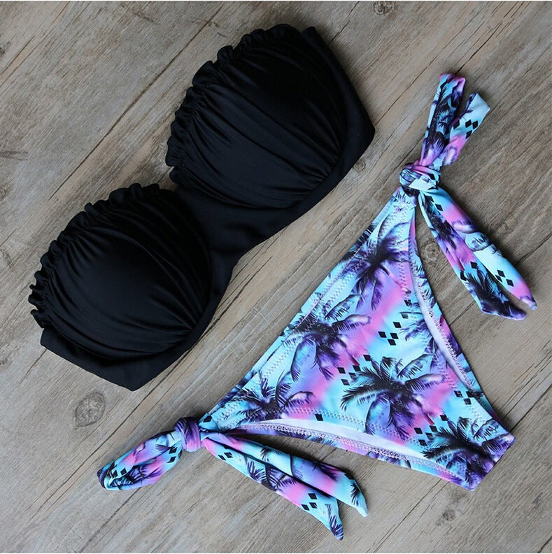 Tropical Print Bikini Set | 2 Top Colour Options