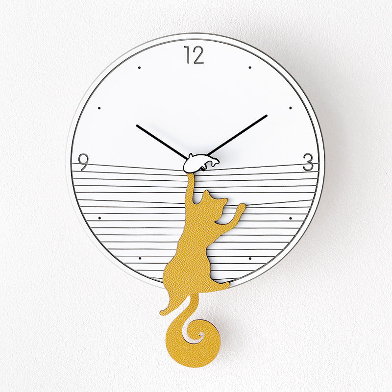 12-inch Swinging Cat Wall Clock | Blue, Yellow or Green