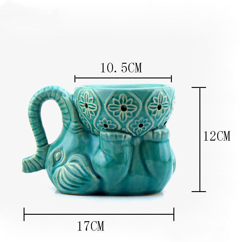 Elephant Tea Light Aromatherapy Burner | Green or Blue