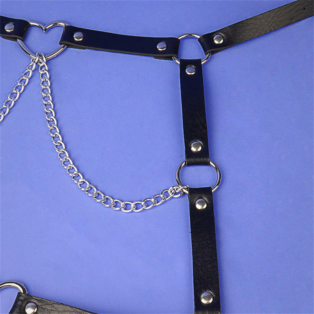 Heart Ring Bondage Harness top with Chains