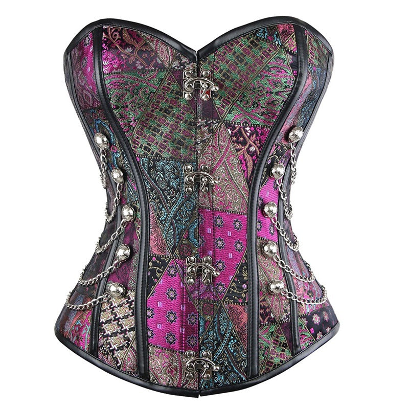 Patchwork Steel Rib Punk Corset