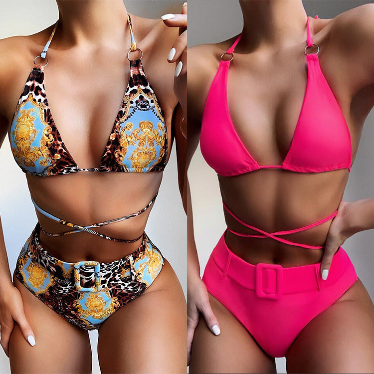 Bold Halter Bikini Set with Buckle Detail | 3 Colour Choices