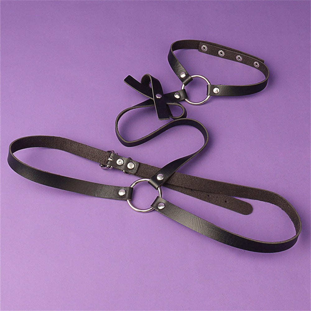 Bow Top Ring Harness and Choker Bondage Lingerie Accessory