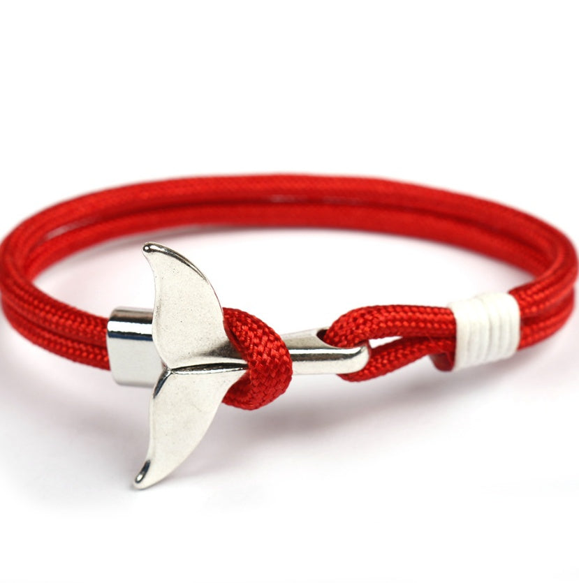 Whale Tail Rope Bracelet Available in Various Tropical Colours