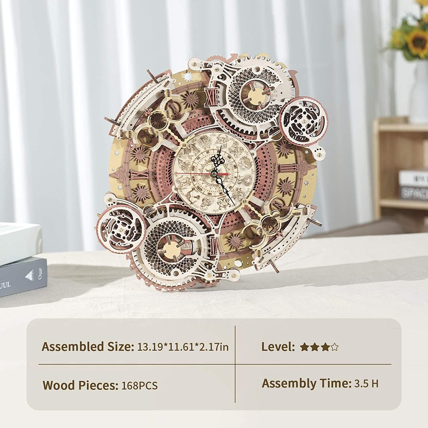 ROKR Time Art Zodiac Wall Clock 3D Wooden Puzzle