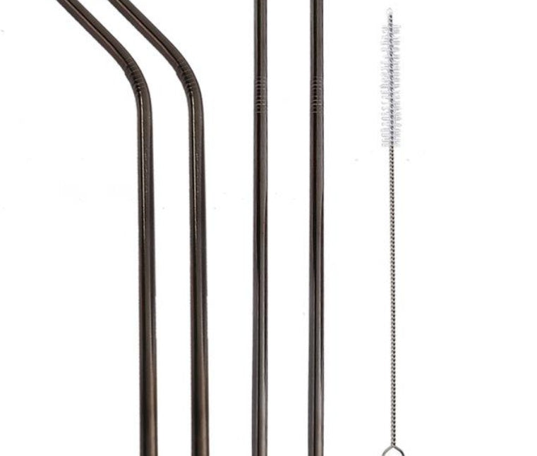 4 Pieces Reusable Stainless Steel Straws  - Straight or Bent | 5 Colour Options