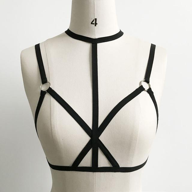 Sexy Gothic Body Harness Top with Choker