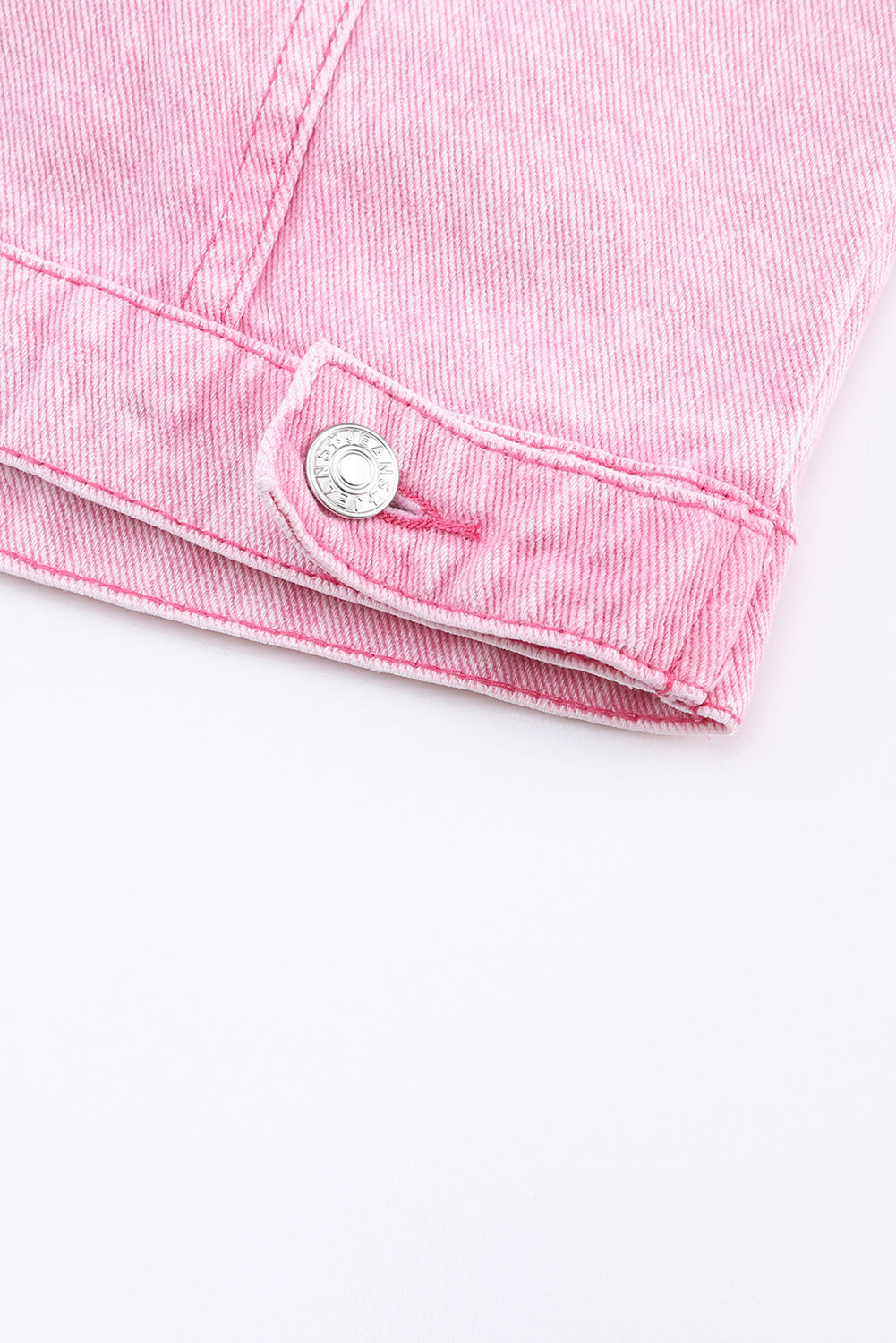 100% Cotton Pink Acid Wash Button Flap Pocket Denim Jacket