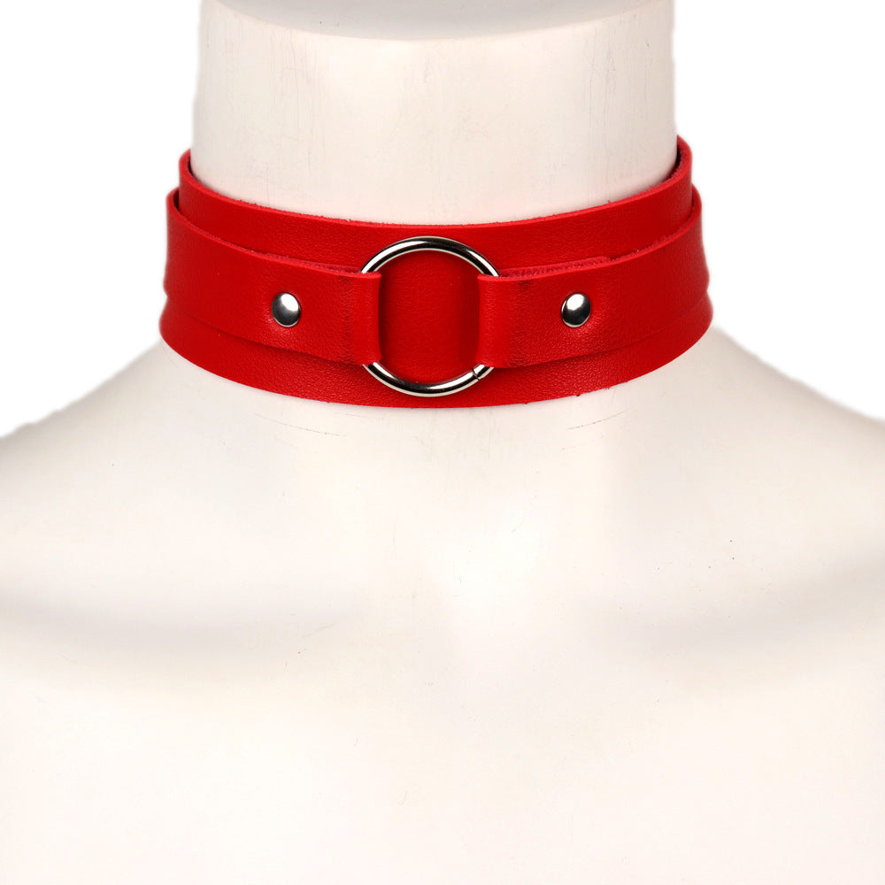 Leather Collar with Ring | 9 Colour Options