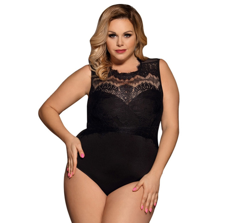 Black, White or Pink Plus Size Teddy Bodysuit Lingerie