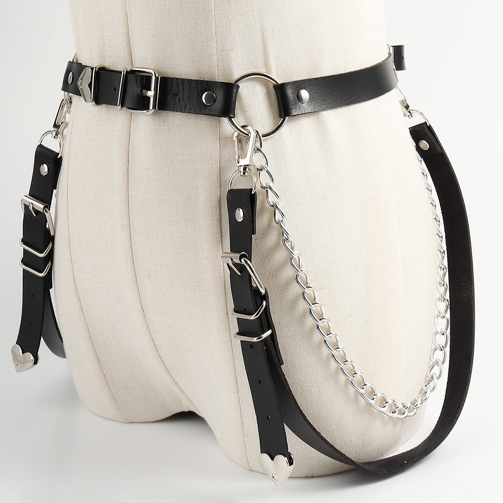 Gothic Punk Leather Dual Purpose Bondage Top or Chain Belt