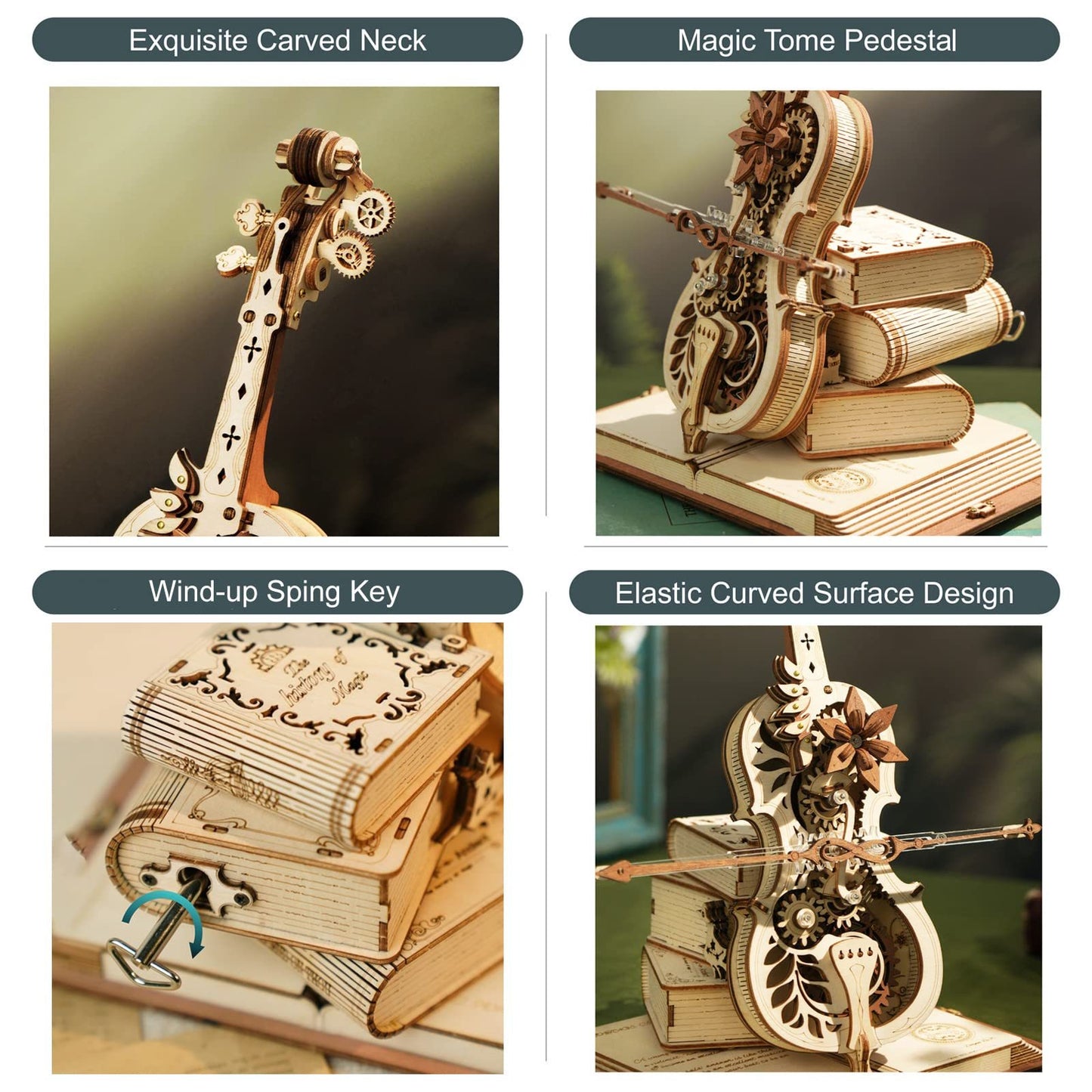 ROKR Magic Self-Playing Cello Mechanical Music Box - 3D Wooden Puzzle