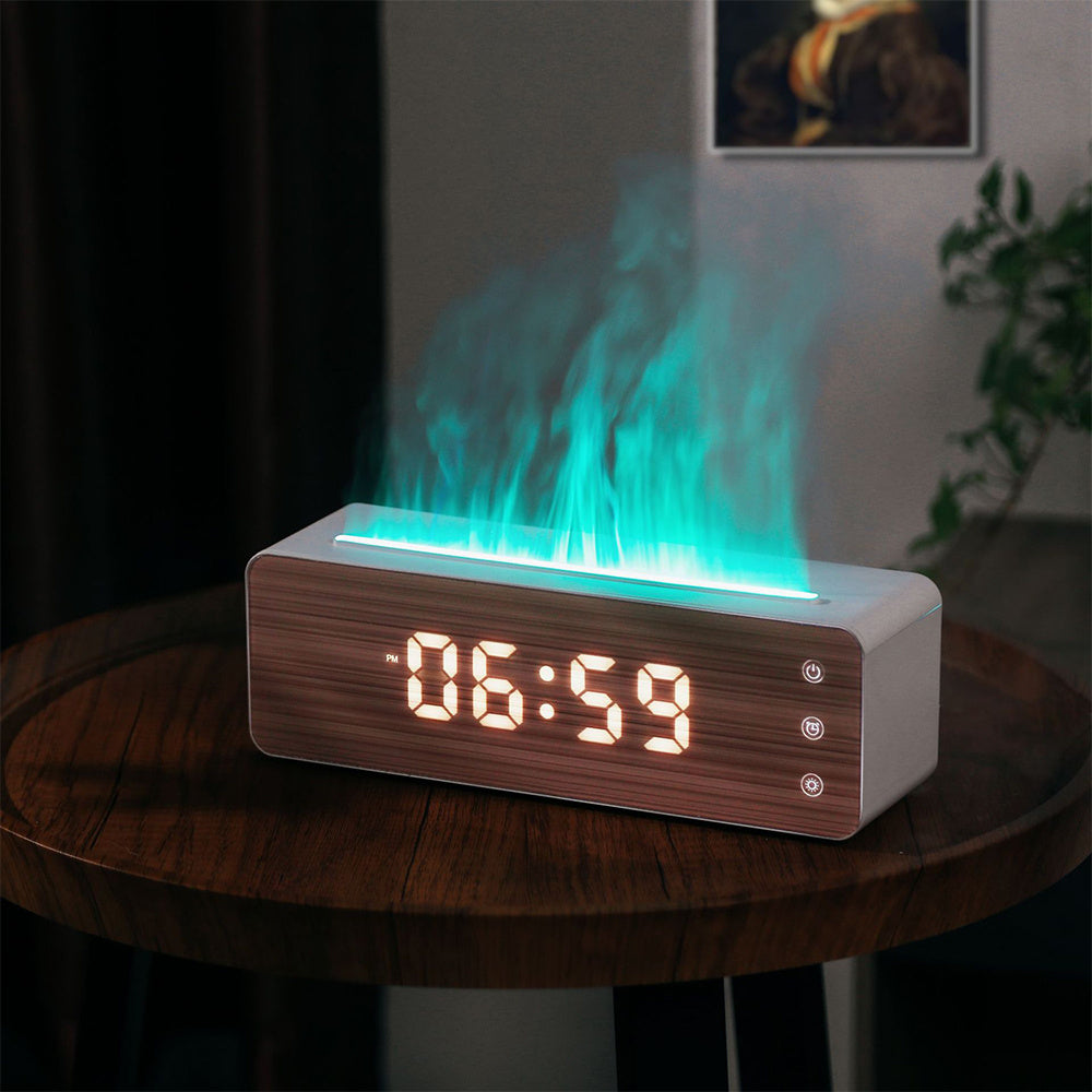 Flame Effect Aromatherapy Humidifier and Bedside Clock