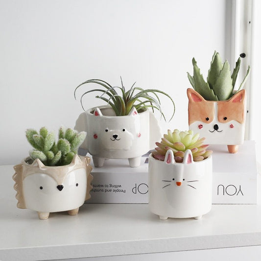 Cute Forrest Animal Kawaii Ceramic Succulent Flowerpot