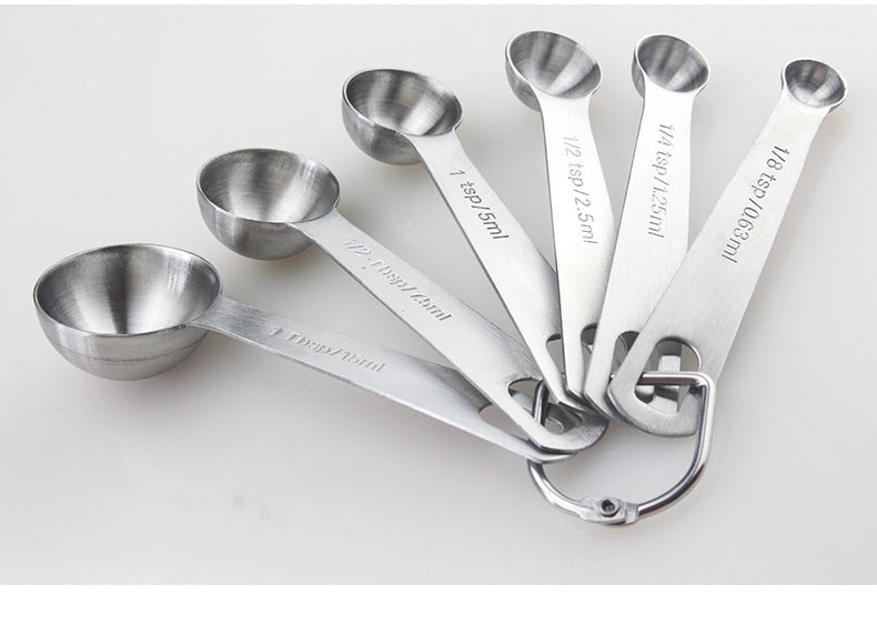 6 Piece Stainless Steel Kitchen Measuring Spoons Set