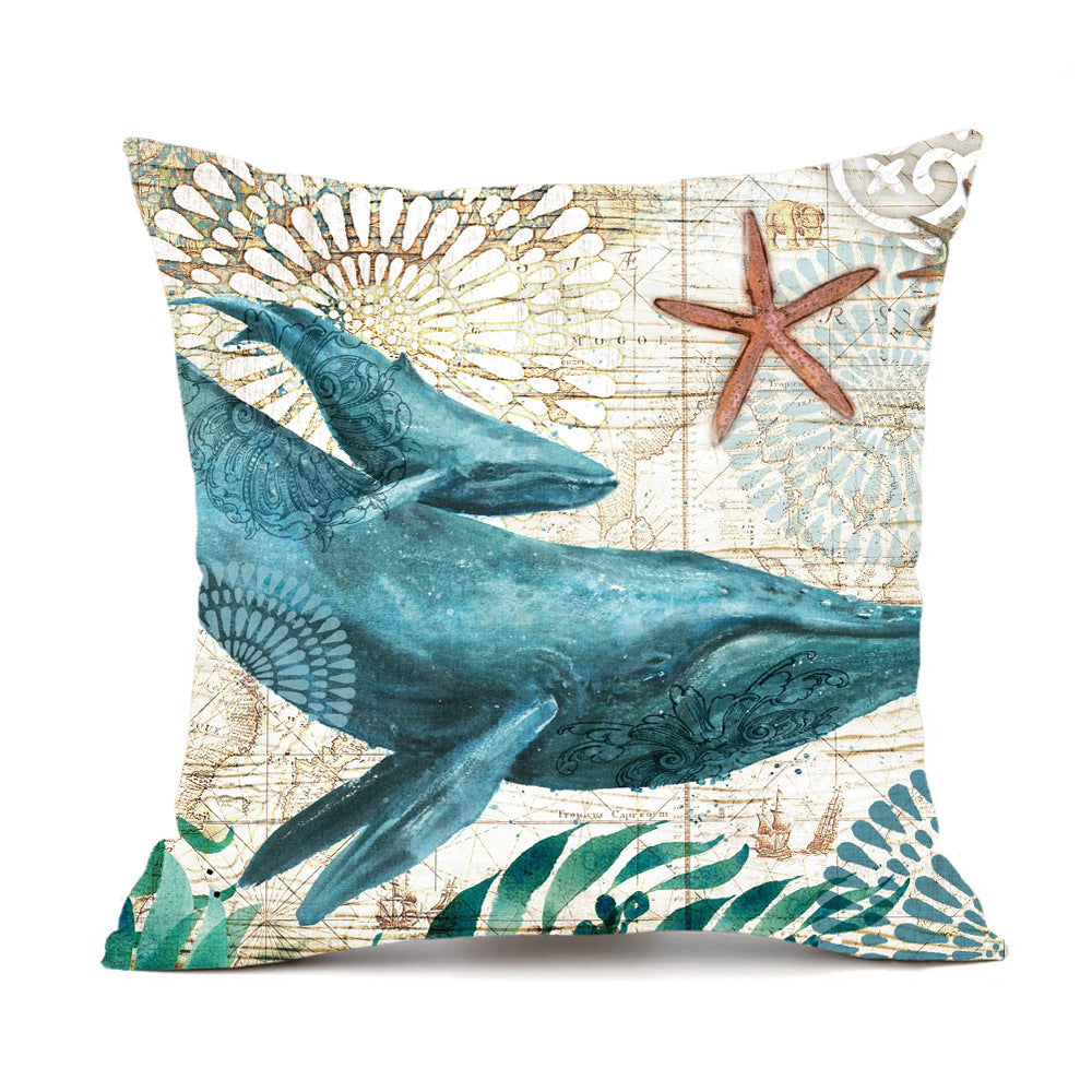 Ocean Theme Linen Cushion Covers Sea Turtles, Octopuses and More 45x45