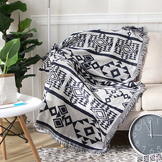 Aztec Geometric Cotton Decorative Throw Blanket | 3 Sizes