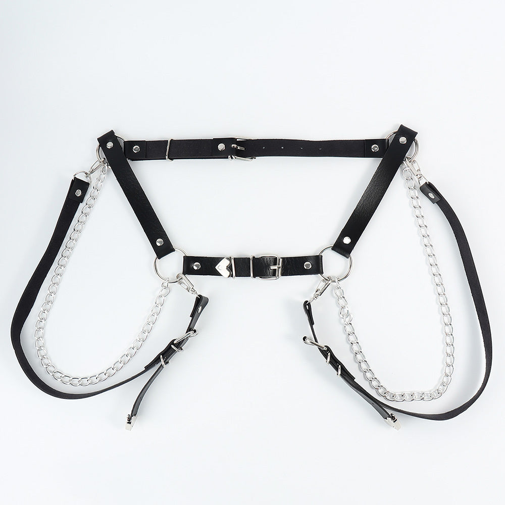 Gothic Punk Leather Dual Purpose Bondage Top or Chain Belt