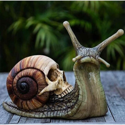 Snail Skull Gothic Garden Decoration Resin Figurine - 3 Colour Choices