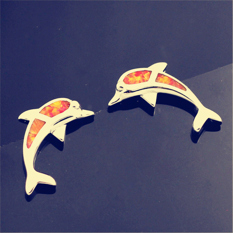 Dolphin Earrings | Blue, Purple or Orange Inlay