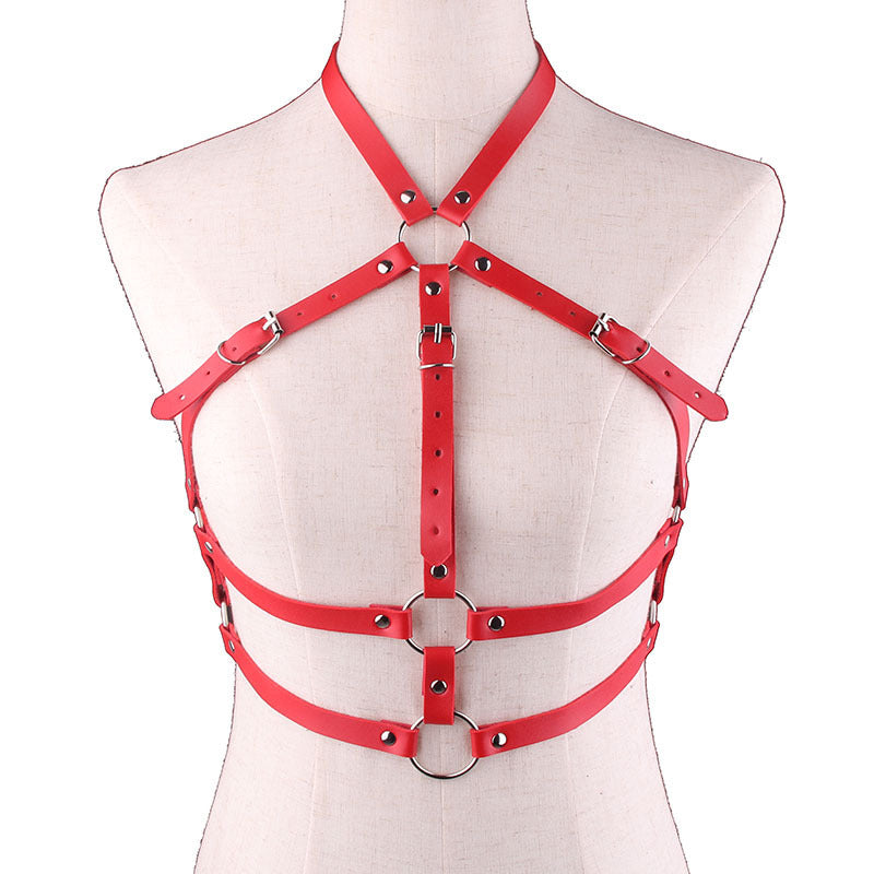 Torso Ring Link Harness Leather Bondage Wear Lingerie | 3 Colour Options