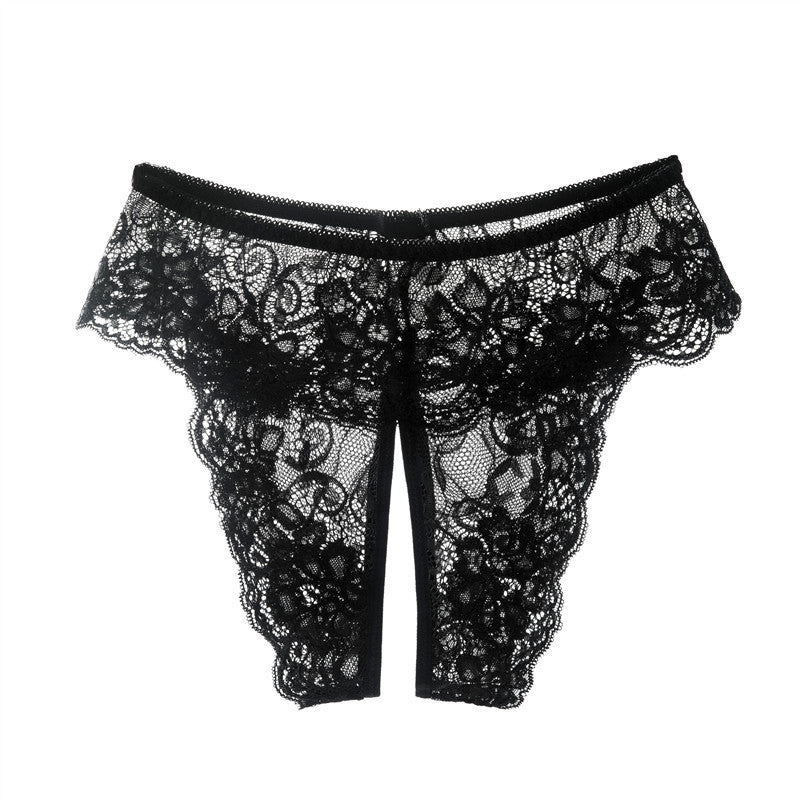 Sexy  Lace Open-Crotch French Knickers Thong Underwear - Plus Size