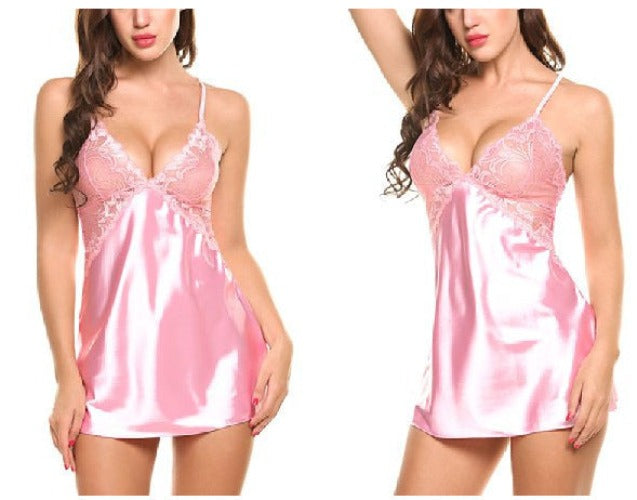 Satin and Lace Babydoll Lingerie Nightwear | 6 Colour Options