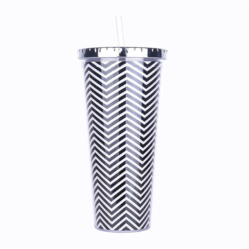 Double Layer Insulated Reusable Straw Cup - 650ml