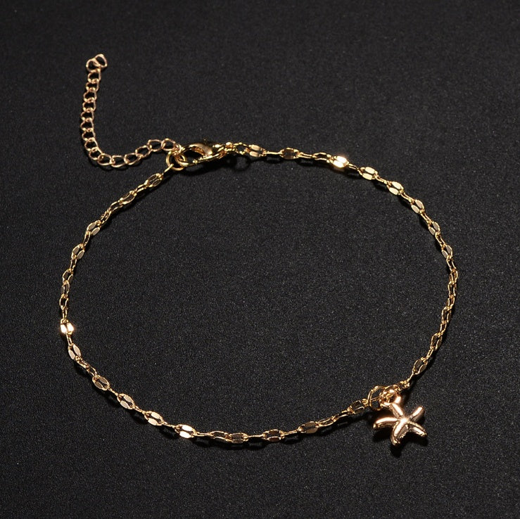 Starfish Anklet Available in Plated Silver or Gold