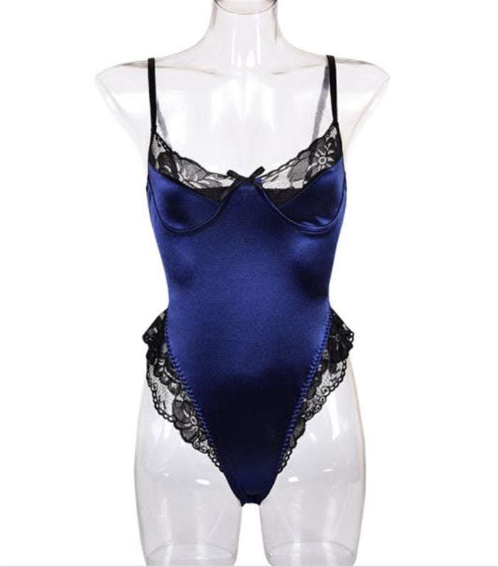 Satin and Lace Lingerie Bodysuit Jumpsuit | 7 Bold Colour Options