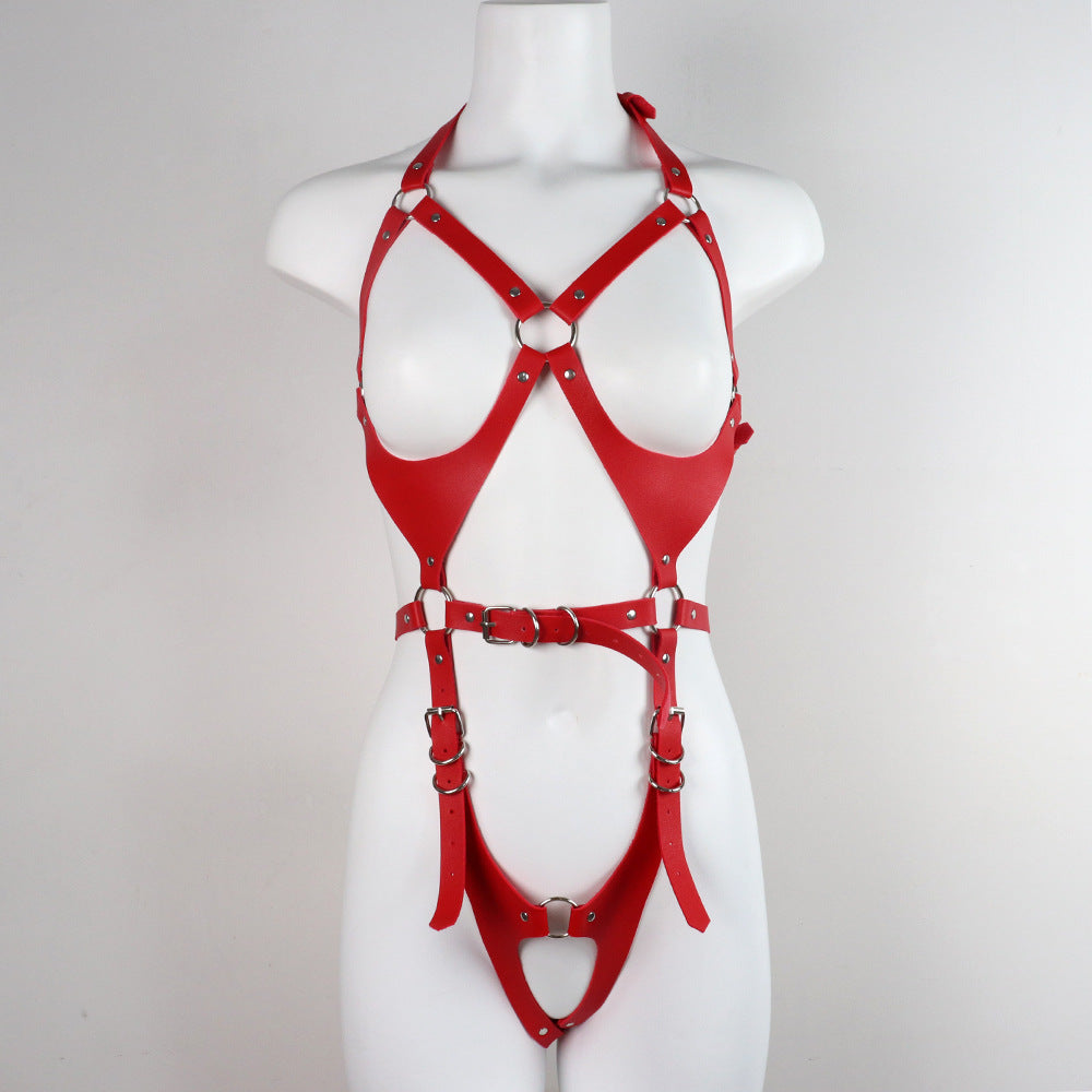 Full Body Leather Bondage Harness | Red, Blue, Black or Pink