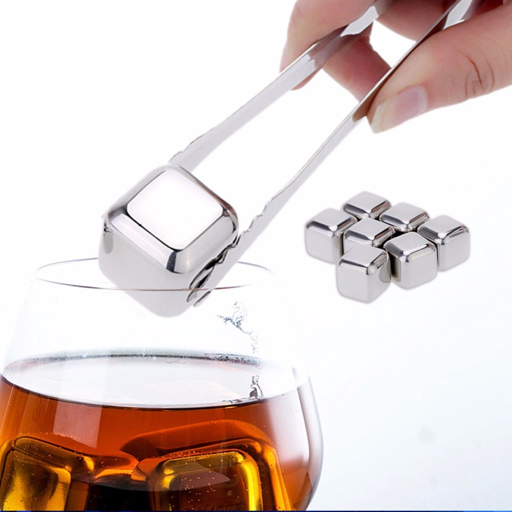 Stainless Steel Whiskey Stones Reusable Ice Cubes - Ideal Fathers Day Gift