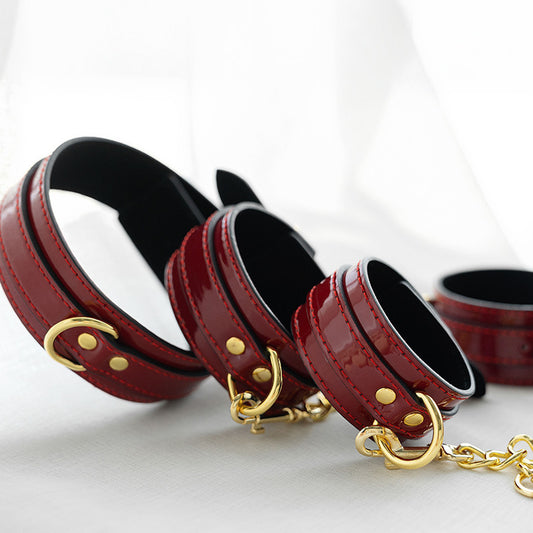 Red Leather High Quality Bondage Cuffs  | Hand, Ankle and Collar