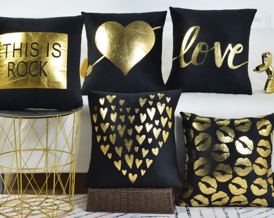 Black and Gold 45cm Sofa Cushion Covers