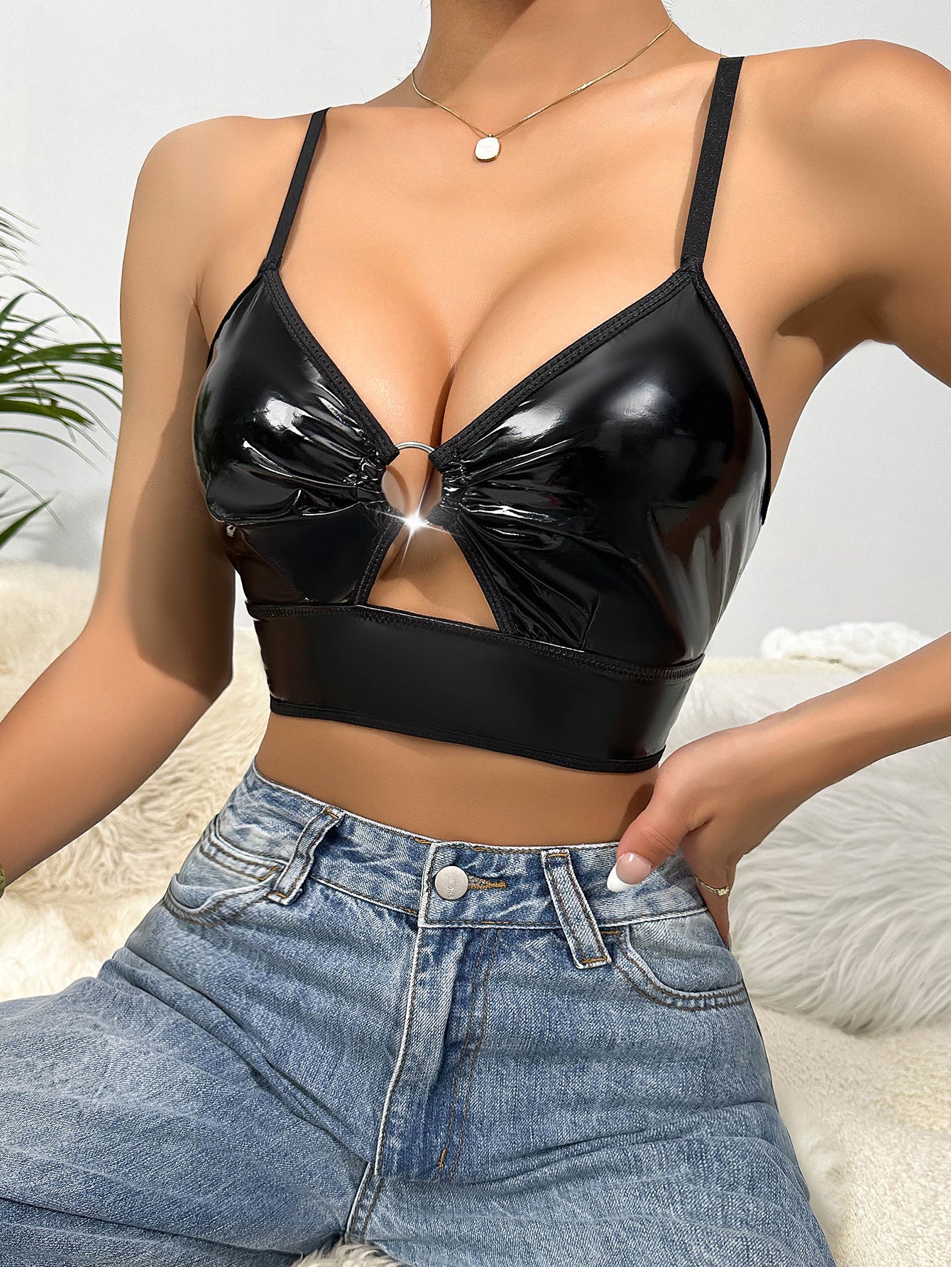 Wet-Look Bra-Top Bustier