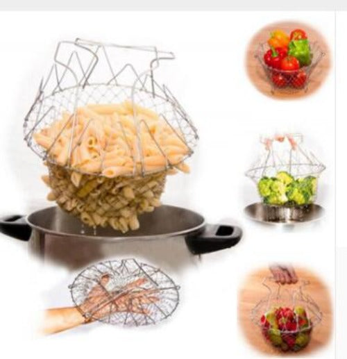 Stainless Steel Multi-function Collapsible Deep Fry Pot Basket