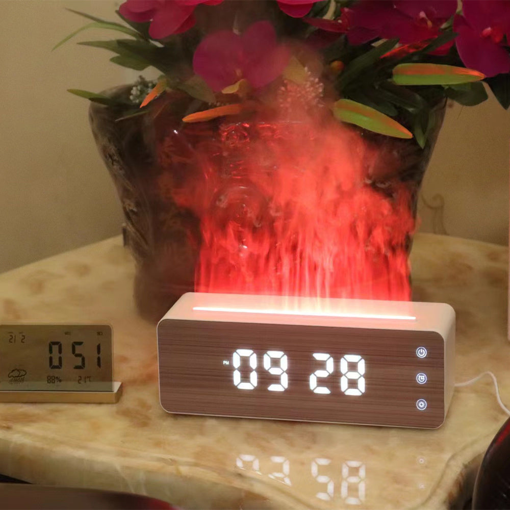 Flame Effect Aromatherapy Humidifier and Bedside Clock