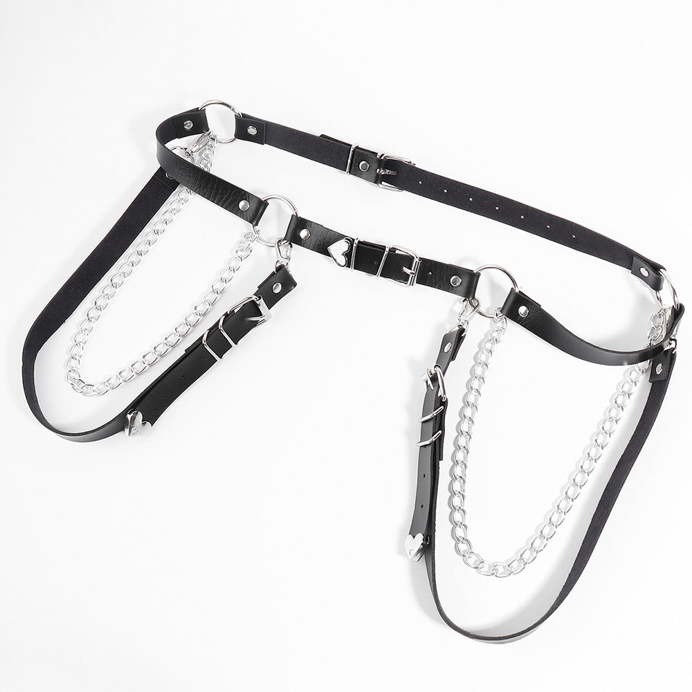 Gothic Punk Leather Dual Purpose Bondage Top or Chain Belt