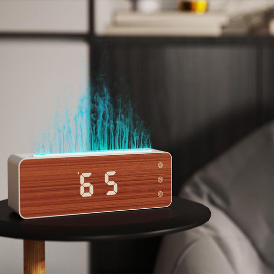 Flame Effect Aromatherapy Humidifier and Bedside Clock