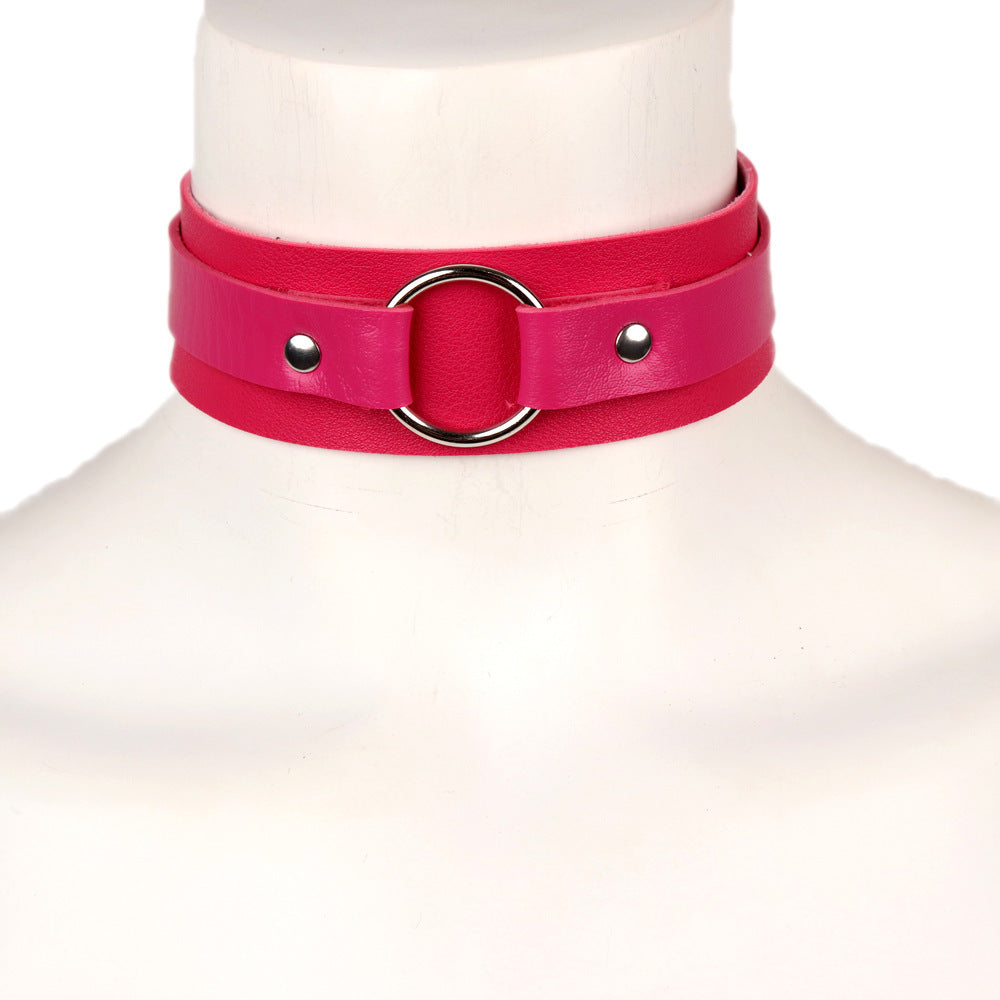 Leather Collar with Ring | 9 Colour Options