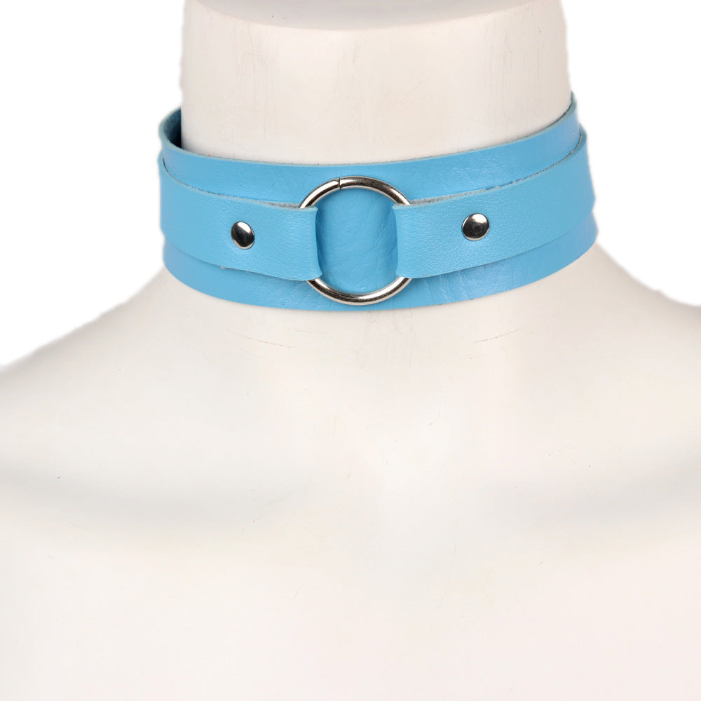 Leather Collar with Ring | 9 Colour Options