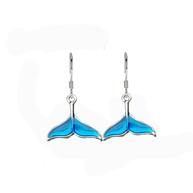 Blue Ocean Whale Tail Earrings | Pair or Single